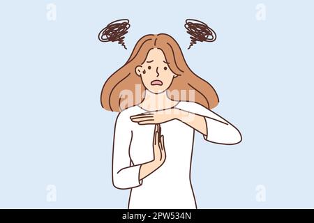 Femme en détresse montre stop geste Illustration de Vecteur