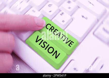 Signe de la main d'écriture Vision créative, vue d'ensemble de l'entreprise processus de génération délibérée d'images mentales visuelles Banque D'Images