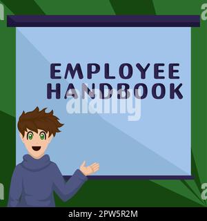 Rédaction affichant le texte Manuel de l'employé, Présentation de l'entreprise Manuel du document règles Guide Code de politique Banque D'Images