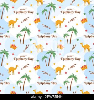 Happy Epiphany Day Seamless Pattern Design Christian Festival to Faith in Template main Drappy dessin dessin dessin dessin dessin dessin dessin dessin à la main dessin à plat Illustration Banque D'Images