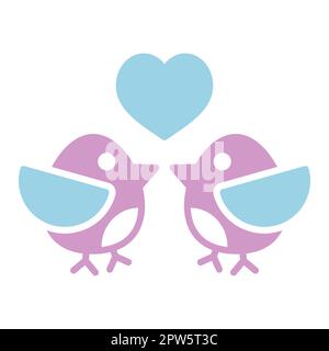 Icône vecteur oiseaux amoureux. Symbole couple amoureux Illustration de Vecteur