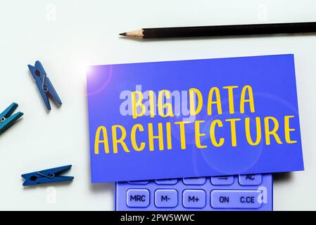 Signature manuscrite Big Data Architecture, concept Internet conçu pour gérer l'analyse de données trop volumineuses Banque D'Images
