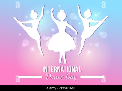 Illustration de la Journée internationale de la danse avec un couple professionnel de danse ou un seul dessin animé à la main pour les modèles de page d'arrivée Illustration de Vecteur