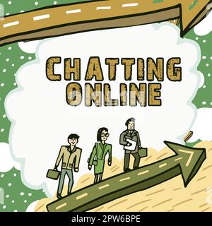 Signe de la main d'écriture chat en ligne, Business aperçu type de transmission en temps réel de messages texte en ligne Banque D'Images