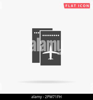 Billet d'avion. Symbole noir plat simple avec ombre sur fond blanc. Pictogramme d'illustration vectorielle Illustration de Vecteur