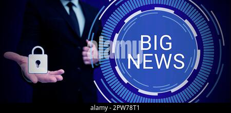 Affiche de texte montrant Big News, concept Internet savoir des actions personne n'a entendu parler d'elle encore journaliste Teleporter Banque D'Images