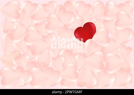 Fond de plusieurs coeurs roses et d'un coeur rouge. Fond universel de vacances. Image vectorielle Illustration de Vecteur