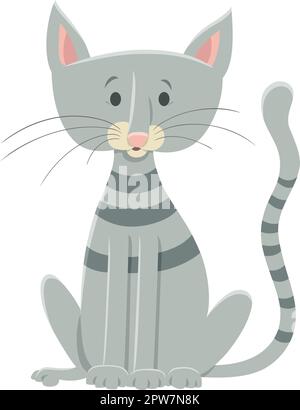 personnage animal chat gris assis de dessin animé Illustration de Vecteur