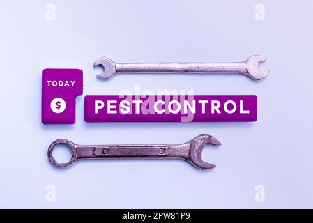 Texte montrant l'inspiration lutte antiparasitaire, concept signifiant tuer les insectes destructeurs qui attaquent les cultures et le bétail Banque D'Images