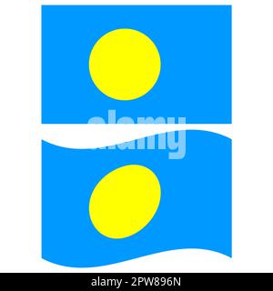 Pavillon des Palaos. Drapeau Palau sur fond blanc. style plat. Banque D'Images