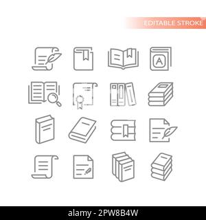 Jeu d'icônes de ligne de vecteur livre, ouvert et manuel Illustration de Vecteur