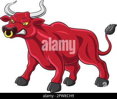 Mascotte de taureau rouge en colère Illustration de Vecteur