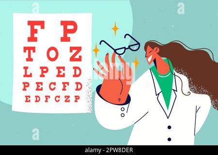 Un oculiste souriant avec des lunettes à l'hôpital Illustration de Vecteur