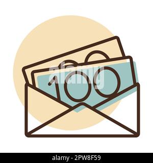 Enveloppe ouverte avec icône de vecteur isolé d'argent Illustration de Vecteur