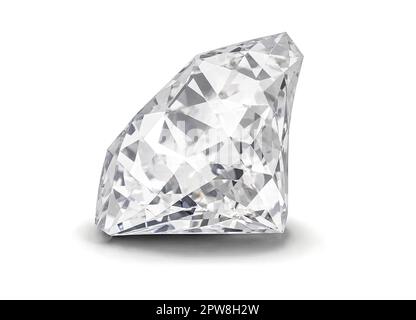 Losange sur fond blanc. Bijou brillant isolé sur fond blanc. Grand diamant étincelant transparent. un seul génial Banque D'Images