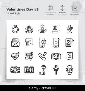 Les icônes de la Saint-Valentin sont décorées dans un style noir avec des cadeaux de mariage et un thème de chat. Collection de symboles vecteur amour et romance pour la Saint-Valentin. Illustration de Vecteur