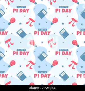 Pi Day Seamless Pattern Design avec constantes mathématiques ou Pie cuite dans le modèle dessin main dessin dessin dessin dessin à plat de dessin animé Illustration de Vecteur