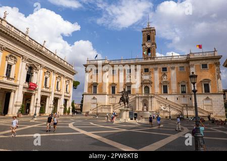 Colline de Capitoline à Rome, Italie, Palazzo Senatorio (Palais Senatorial) sur la place de la ville Piazza del Campidoglio. Banque D'Images