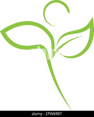 Personne, humain et feuilles, chiropraticien, naturopathe et logo de jardinier, icône Illustration de Vecteur