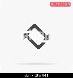 Rotation, rotation de flèches. Symbole noir plat simple avec ombre sur fond blanc. Pictogramme d'illustration vectorielle Illustration de Vecteur
