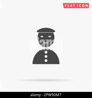 Homme asiatique. Symbole noir plat simple avec ombre sur fond blanc. Pictogramme d'illustration vectorielle Illustration de Vecteur