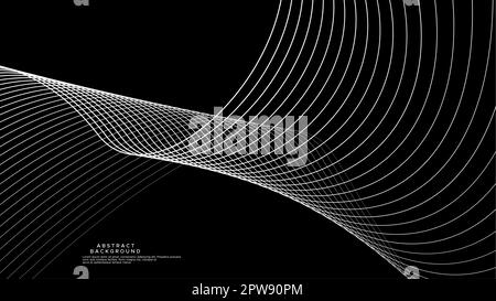 Motif abstrait en forme de ligne d'ondes noir et blanc. Vecteur de ligne de raccord moderne. Illustration de Vecteur