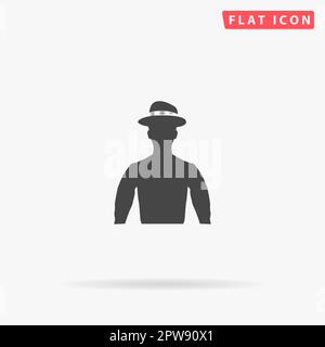 Cowboy. Symbole noir plat simple avec ombre sur fond blanc. Pictogramme d'illustration vectorielle Illustration de Vecteur