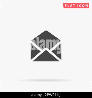 Enveloppe Mail. Symbole noir plat simple avec ombre sur fond blanc. Pictogramme d'illustration vectorielle Illustration de Vecteur