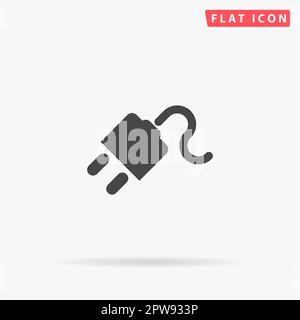 Cordon d'alimentation. Symbole noir plat simple avec ombre sur fond blanc. Pictogramme d'illustration vectorielle Illustration de Vecteur