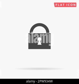 Cadenas. Symbole noir plat simple avec ombre sur fond blanc. Pictogramme d'illustration vectorielle Illustration de Vecteur