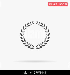 Couronne Laurel. Symbole noir plat simple avec ombre sur fond blanc. Pictogramme d'illustration vectorielle Illustration de Vecteur