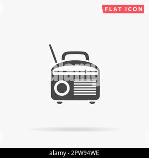 Radio. Symbole noir plat simple avec ombre sur fond blanc. Pictogramme d'illustration vectorielle Illustration de Vecteur
