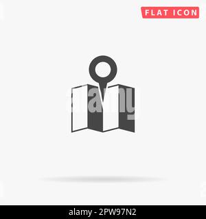 Emplacement. Symbole noir plat simple avec ombre sur fond blanc. Pictogramme d'illustration vectorielle Illustration de Vecteur