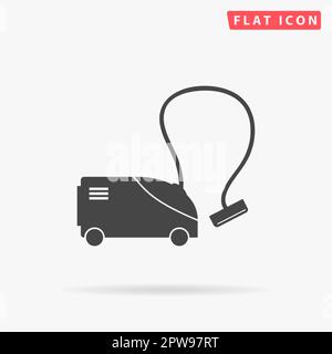 Aspirateur. Symbole noir plat simple avec ombre sur fond blanc. Pictogramme d'illustration vectorielle Illustration de Vecteur