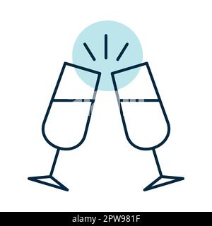 Deux verres de champagne icône vectorielle isolée Illustration de Vecteur