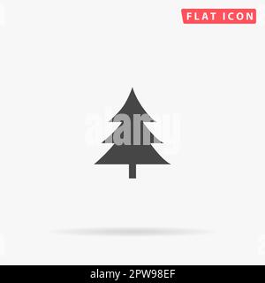 Épinette, arbre de noël. Symbole noir plat simple avec ombre sur fond blanc. Pictogramme d'illustration vectorielle Illustration de Vecteur