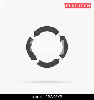 Flèche de recyclage. Symbole noir plat simple avec ombre sur fond blanc. Pictogramme d'illustration vectorielle Illustration de Vecteur