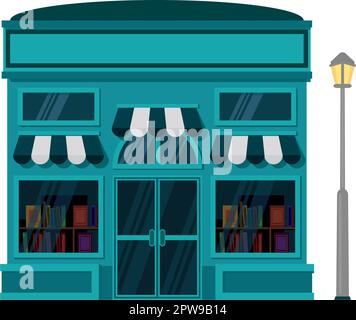 Librairie détaillée avec lampe de rue à côté de l'illustration Illustration de Vecteur