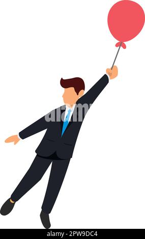 Homme d'affaires suspendu avec un ballon et une illustration volante Illustration de Vecteur