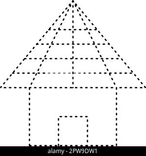 Maison de traçage lignes pointillées forme pour les enfants d'école maternelle et maternelle élément de feuille de travail pour la pratique de dessin Illustration de Vecteur