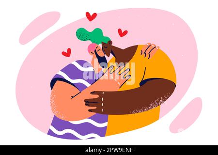 Couple homme et femme font des baisers passionnés après une longue séparation ou rupture dans la relation Illustration de Vecteur