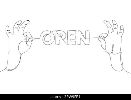 One continuous line of Open. Thin Line Illustration vector concept. Stock Vector