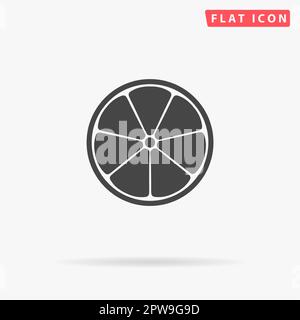 Moitié de citron. Symbole noir plat simple avec ombre sur fond blanc. Pictogramme d'illustration vectorielle Illustration de Vecteur