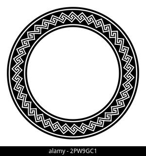 Motif méandre Hopi, cadre circulaire avec méandres sans couture et déconnectées Illustration de Vecteur
