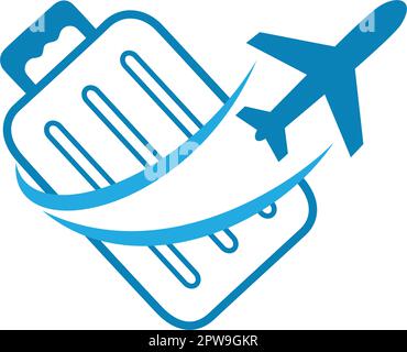 Avion volant combiné avec bagages comme symbole de voyage Illustration de Vecteur