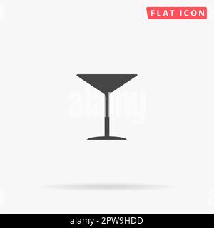 Verre à Martini. Symbole noir plat simple avec ombre sur fond blanc. Pictogramme d'illustration vectorielle Illustration de Vecteur