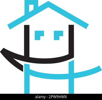 Maison simple et créative combinée au symbole sourire visualisé avec une illustration simple Illustration de Vecteur