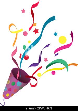 Explosion de Party Popper avec Confetti Illustration Illustration de Vecteur