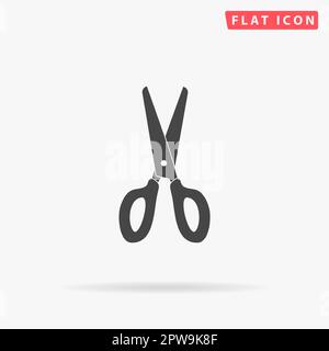 Ciseaux. Symbole noir plat simple avec ombre sur fond blanc. Pictogramme d'illustration vectorielle Illustration de Vecteur