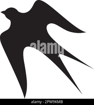 Oiseau de survol simple visualisé avec le style Silhouette Illustration de Vecteur